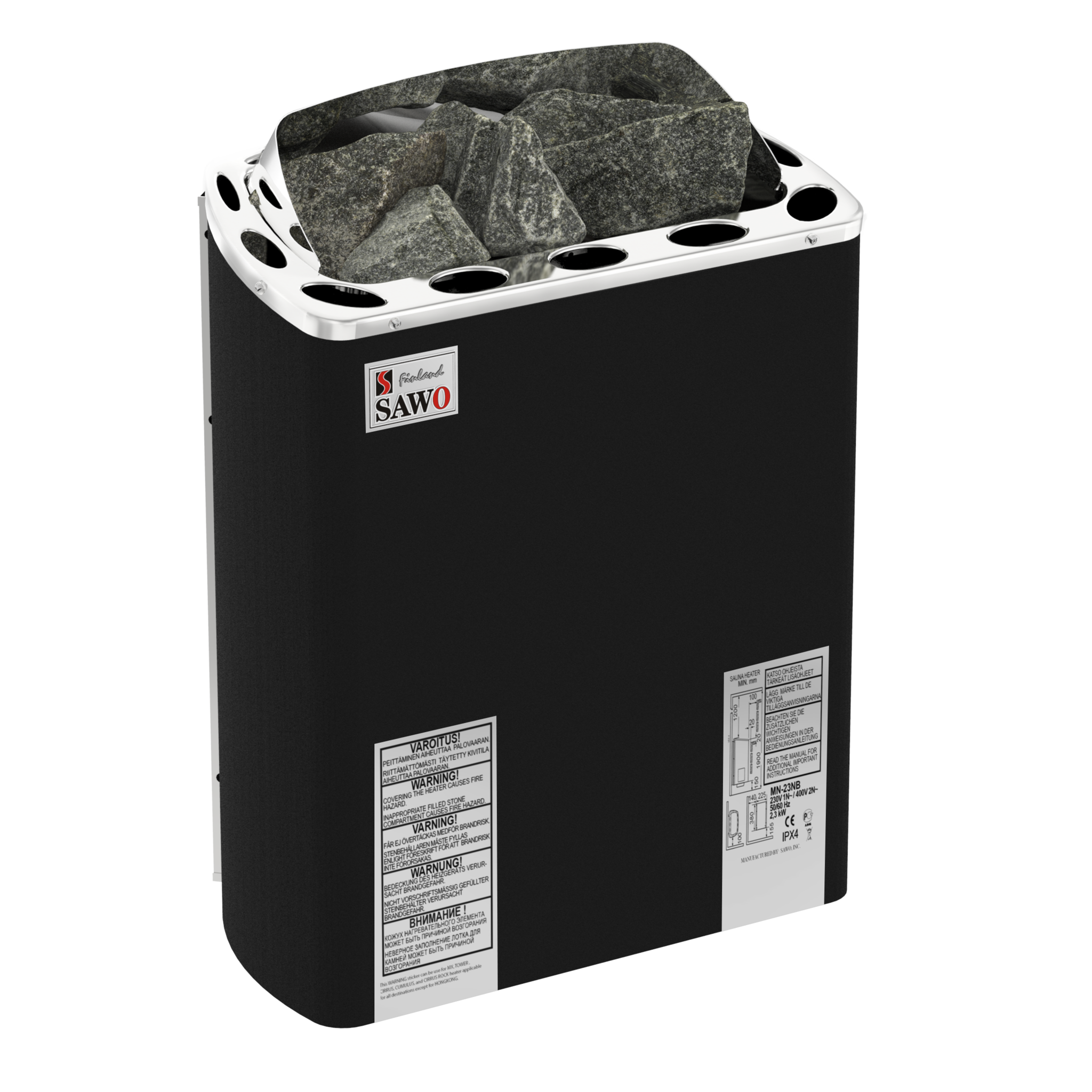 SAWO Электрическая печь FIBER COATED, MINI X: с термоизоляционным покрытием, нержавеющая сталь, 3 кВт, MX-30NS-PF , выносной пульт (пульт и блок мощности докупаются отдельно) 