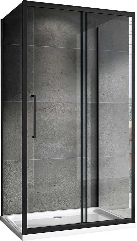Душевой уголок Abber Schwarzer Diamant AG30140BH-S60B-S60B, 140 х 60 см, стекло прозрачное, профиль черный 