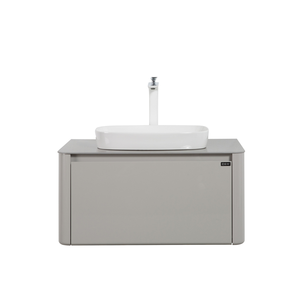 Тумба с раковиной Black&White Universe 80 см подвесная, 7838 glossy light grey, U915.800 