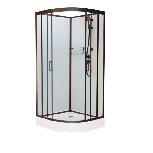 Душевая кабина Frank F400 М Black без крыши, 100 x 100 см, низкий поддон, стекла матовые, профиль черный, 20045 