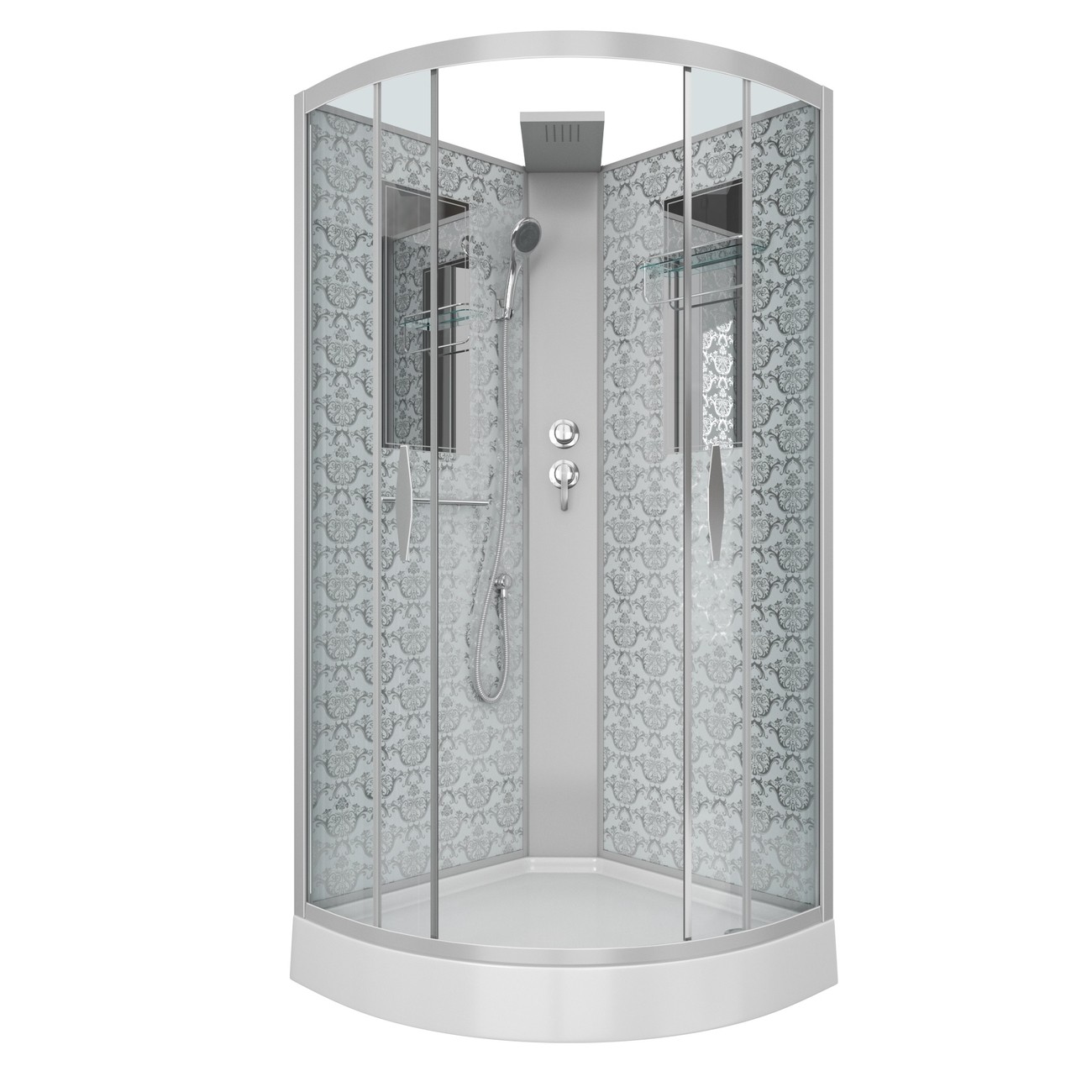 Душевая кабина Niagara Luxe NG-7715WBK (90x90х210) низкий поддон(15см),дверь раздвижная,стенки серебро,без крыши,4 места 