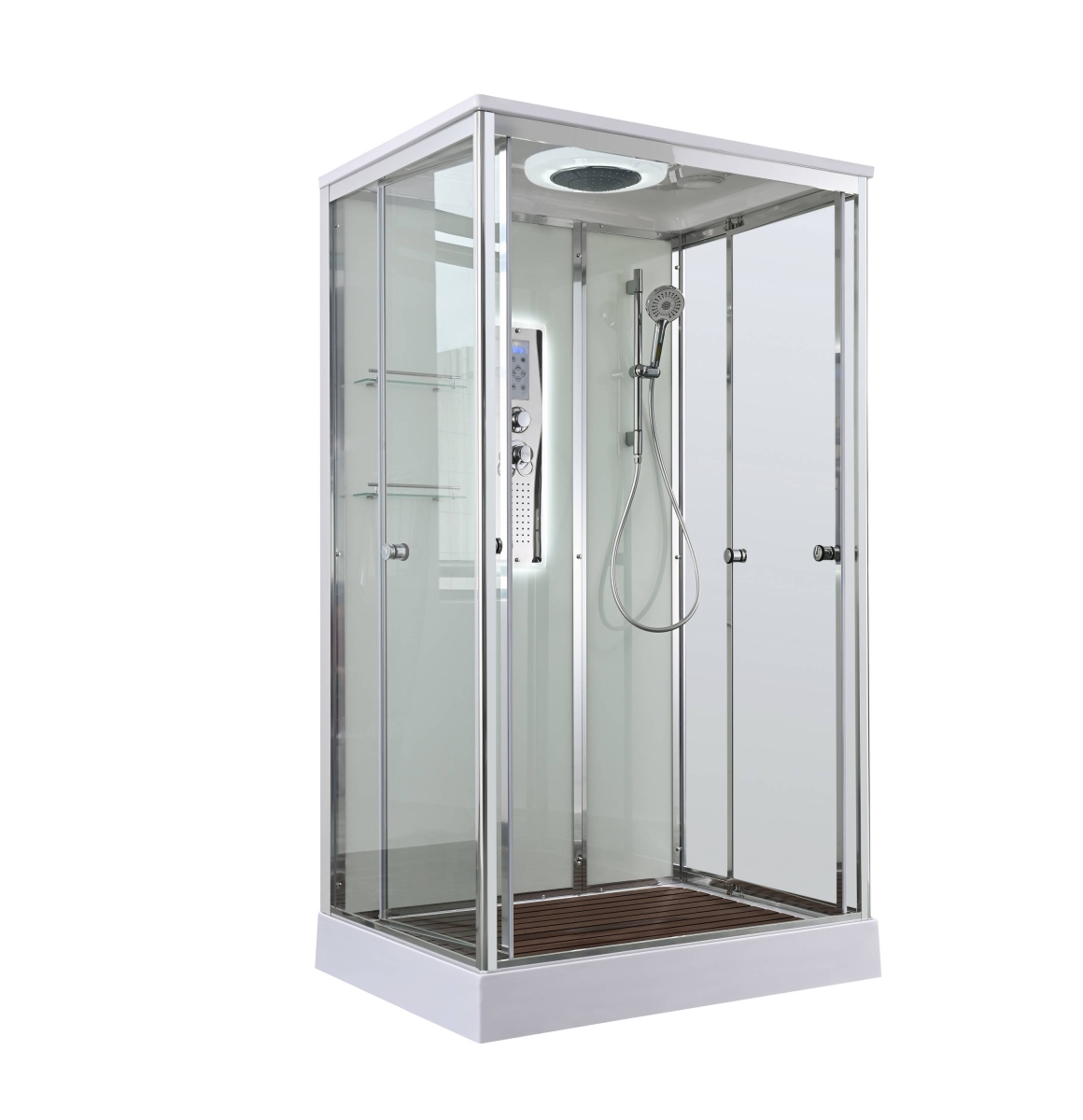Душевая кабина AvaCan V2012LED 78252, 120 x 90 см, с LED подсветкой, с крышей, поддон низкий, стекло прозрачное, профиль хром 