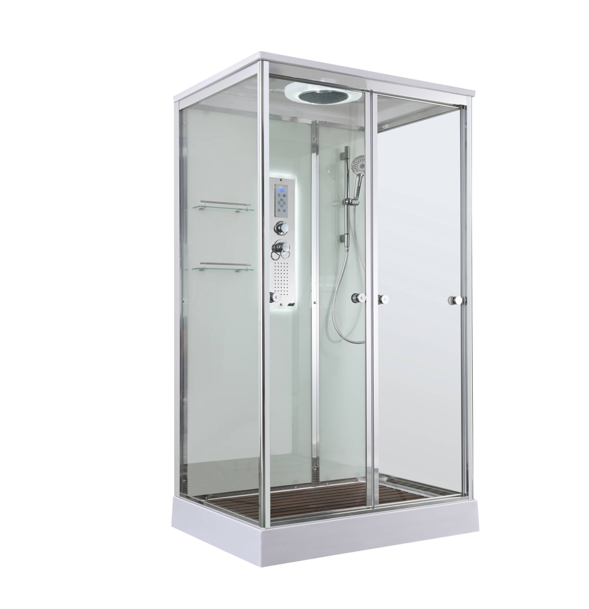 Душевая кабина AvaCan V2012LED 78252, 120 x 90 см, с LED подсветкой, с крышей, поддон низкий, стекло прозрачное, профиль хром 