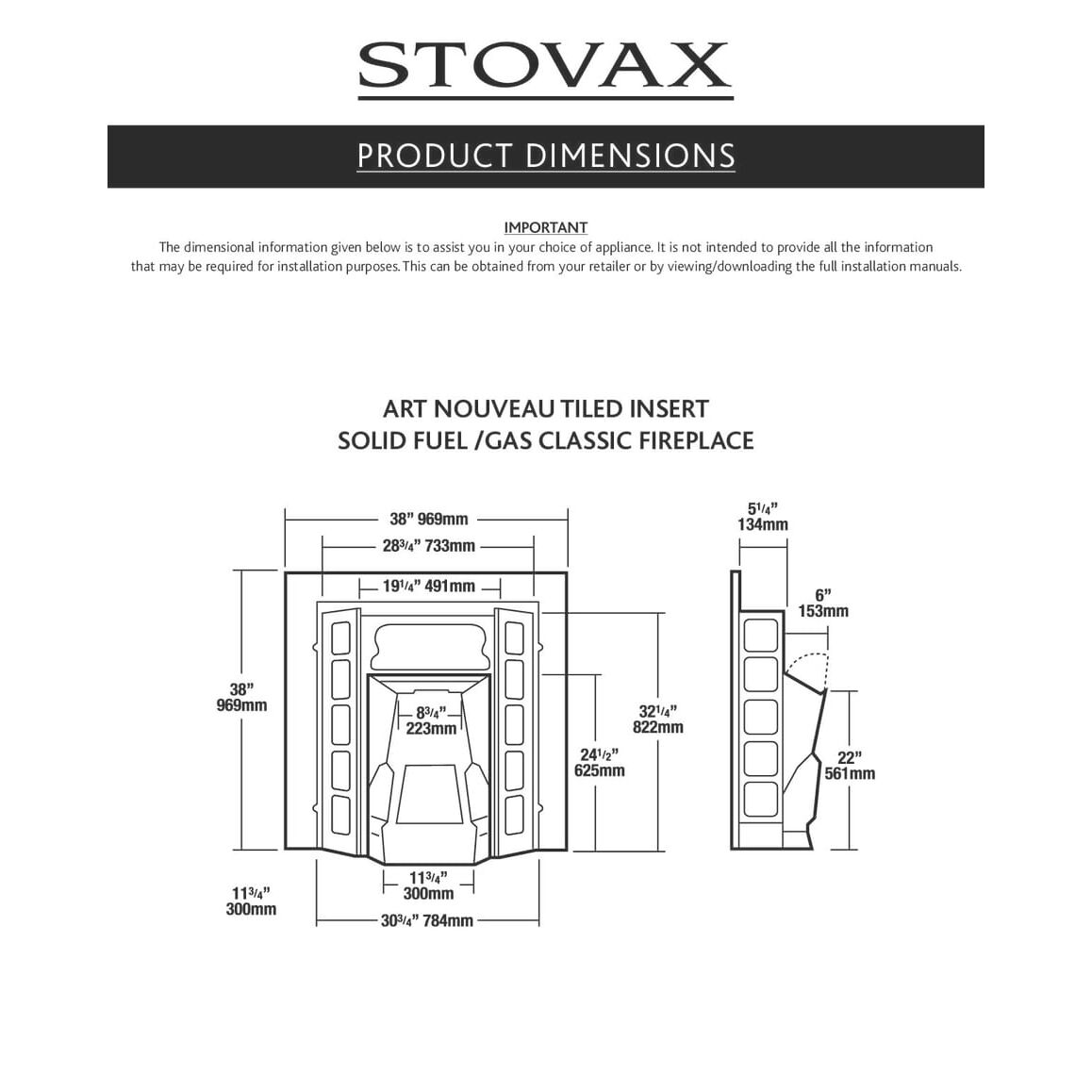 Каминная топка STOVAX Art Nouveau Tiled Insert 