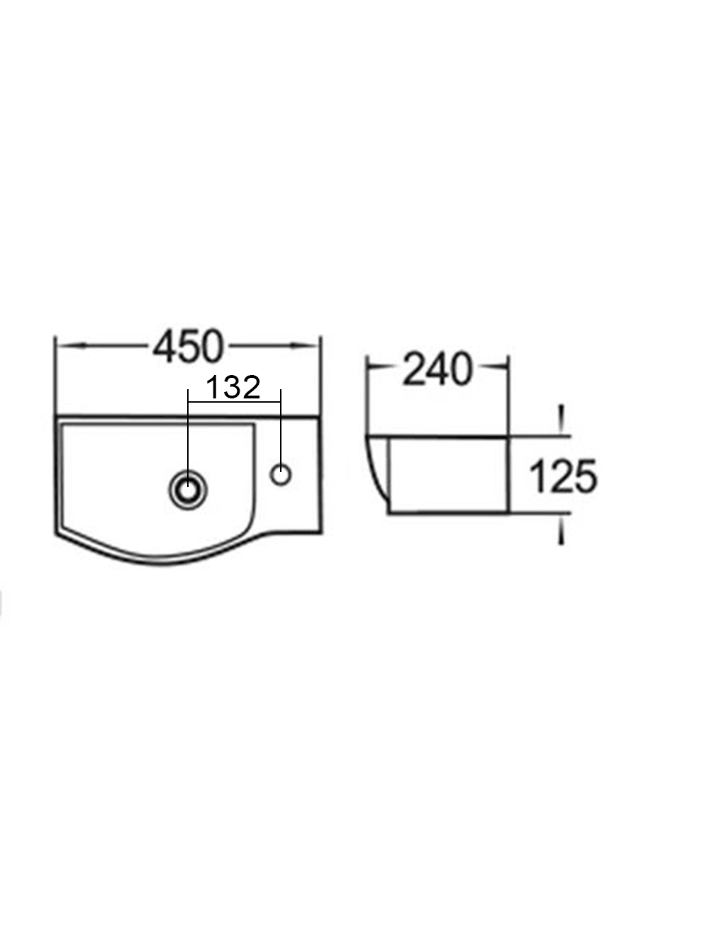 WW AISBACH 7950 GL-WT L Раковина подвесная (глянцевая белая) 505х235х125 мм 