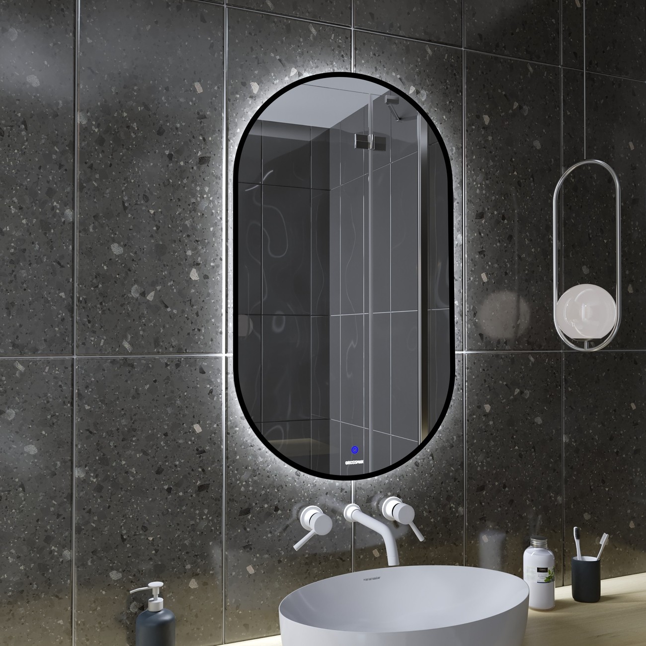 Зеркало NERO-промо BLACK (500*900*45) LED с сенсорным выключателем 