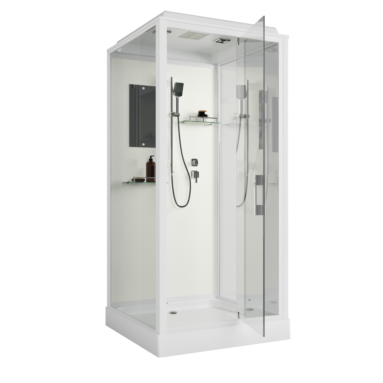 Душевая кабина Niagara Standart ST100/15Q (100х100х215) квадрат,поддон 15см,распашная,проф.белый,3 места 