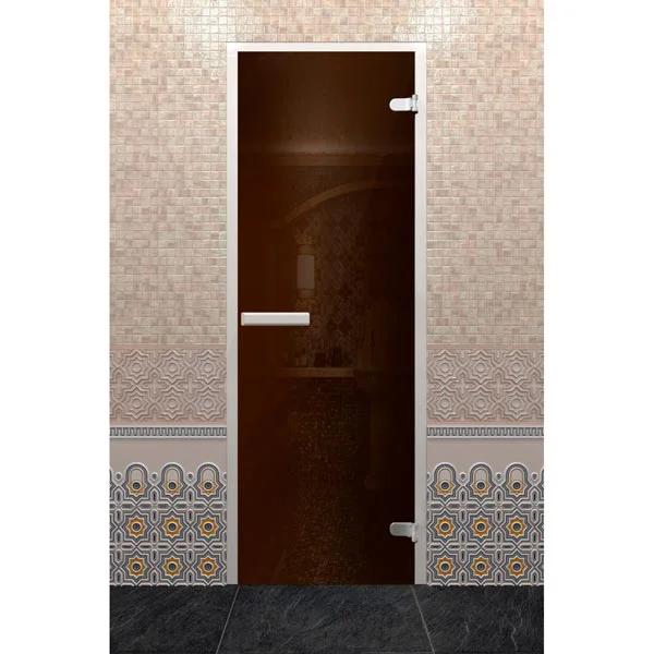 Дверь DoorWood Хамам лайт, бронза/прозрачная 700/1900мм 