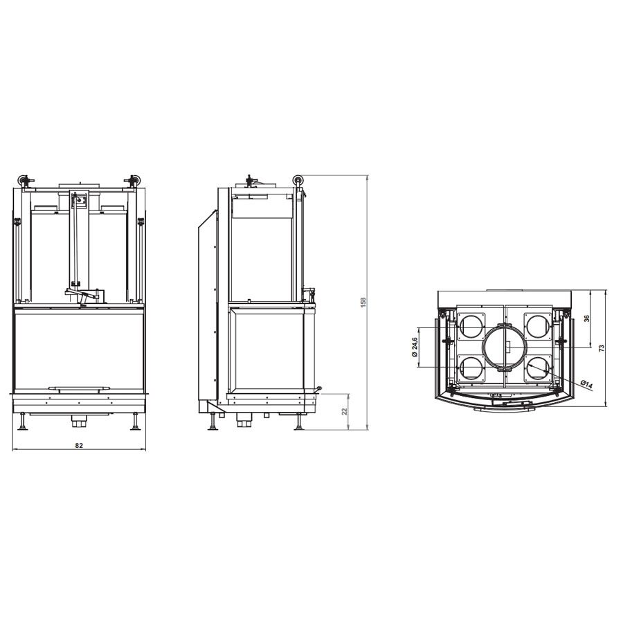 Каминная топка Palazzetti Ecomonoblocco S78 3D 