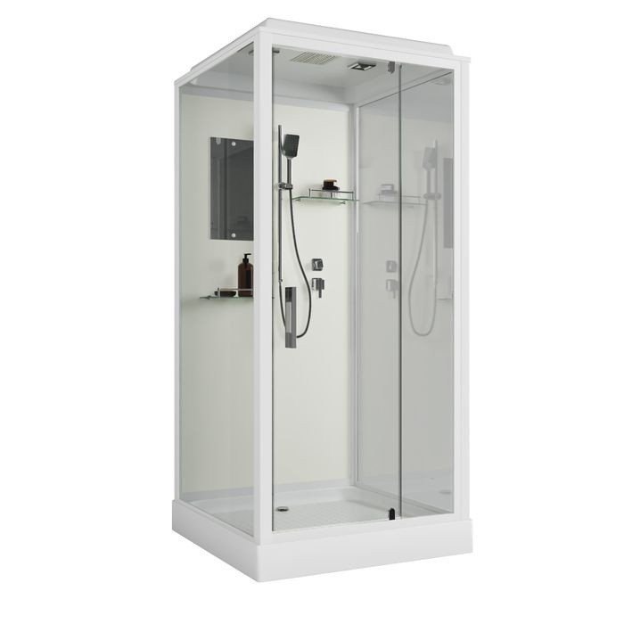Душевая кабина Niagara Standart ST80/15Q (80х80х215) квадрат,поддон 15см,распашная,проф.белый,3 места 