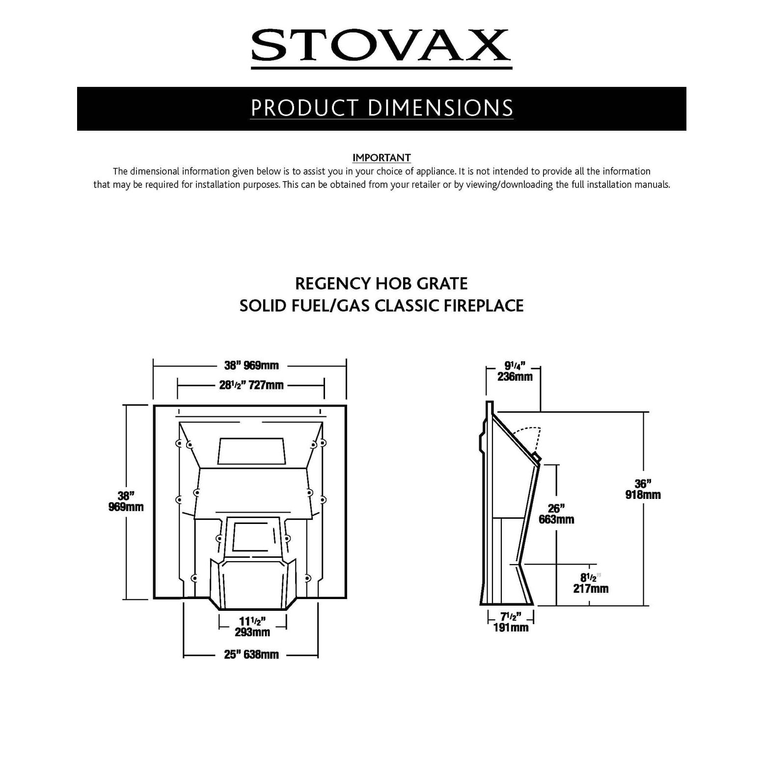 Каминная топка STOVAX Regency Hob Grate Insert 