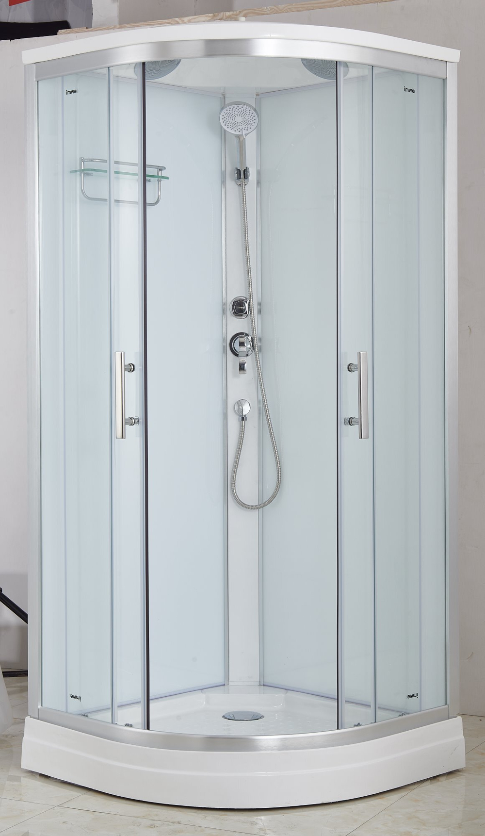 Душевая кабина Imwei XDL-09H, 90 x 90 см, средний поддон, с крышей, стекла прозрачные, профиль серебристый 