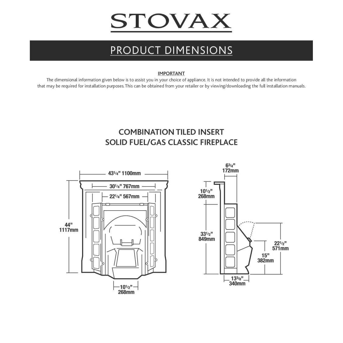 Каминная топка STOVAX Combination Tiled Insert 