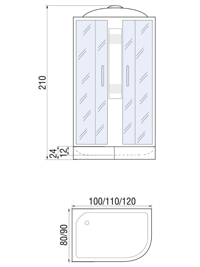 NARA 110/80/24 MT L Душевая кабина с поддоном 