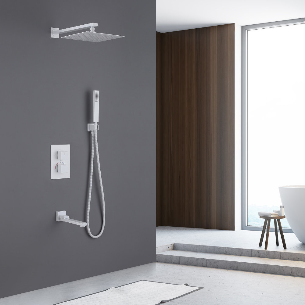 Душевая система Abber Daheim AF8250W, термостат, белый матовый 