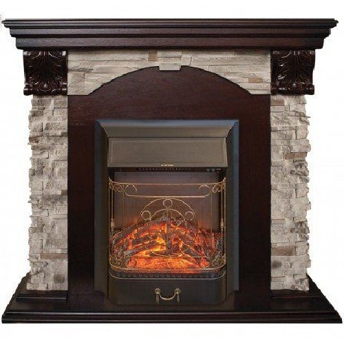 Электрокамин Dublin LUX STD/EUG WT с очагом Majestic s Lux BL/BR 