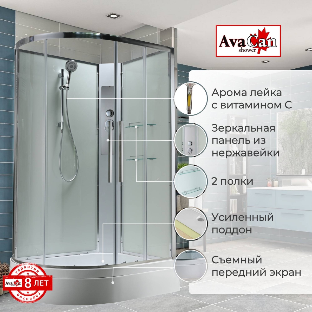 Душевая кабина EM3912RNT без крыши прозрачная 