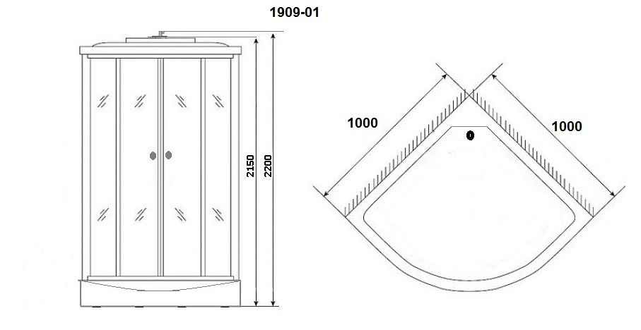 Душевая кабина Niagara Ultra NG-1909-01 (100х100х220) высокий поддон(48см),черный,стекло тонированное,4 места 