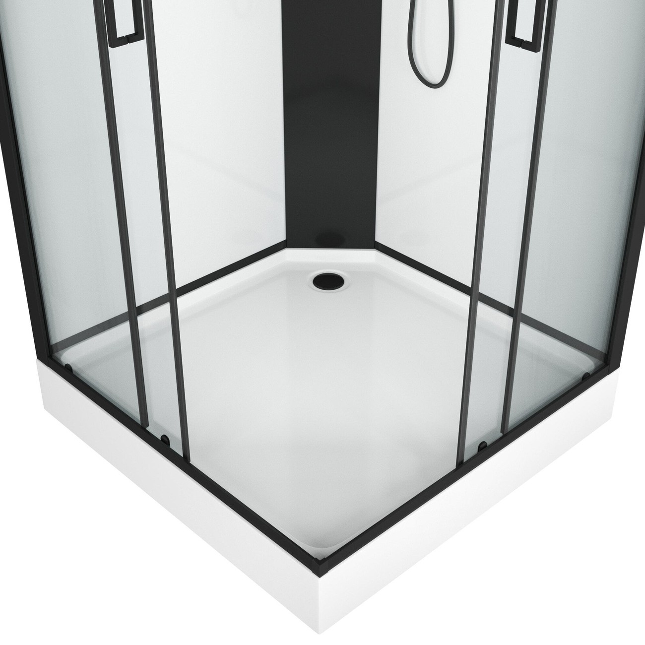 Душевая кабина Grossman Elegans GR251Q, 90 x 90 см, задние стенки белые, стекло прозрачное, профиль черный 