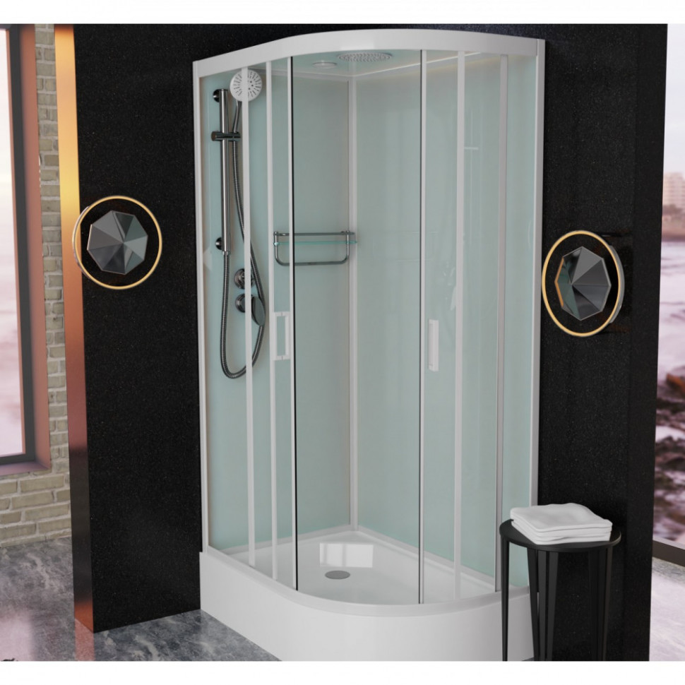 Душевая кабина Frank F412/1L/R М White, 120 x 80 см, средний поддон, стекла матовые, профиль белый, 20028/20030 