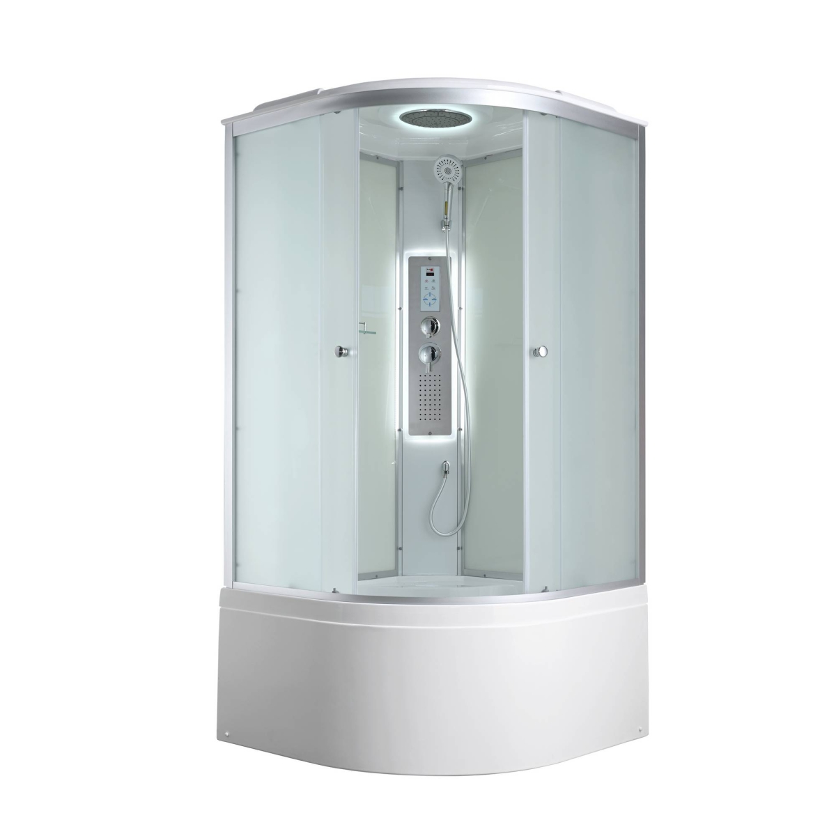 Душевая кабина AvaCan C5090LED 78327, 90 x 90 см, LED подсветка, с крышей, поддон высокий, стекло матовое, профиль хром 