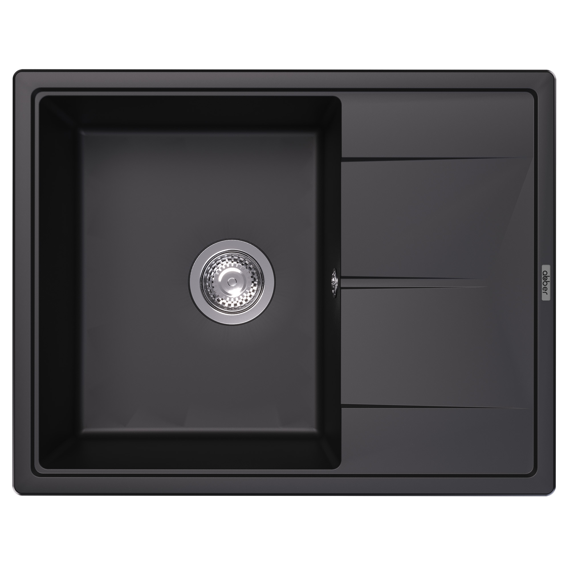 Кухонная мойка Abber Quarz AQ2903B, 65 см, кварцевый композит, крыло справа, черный матовый 