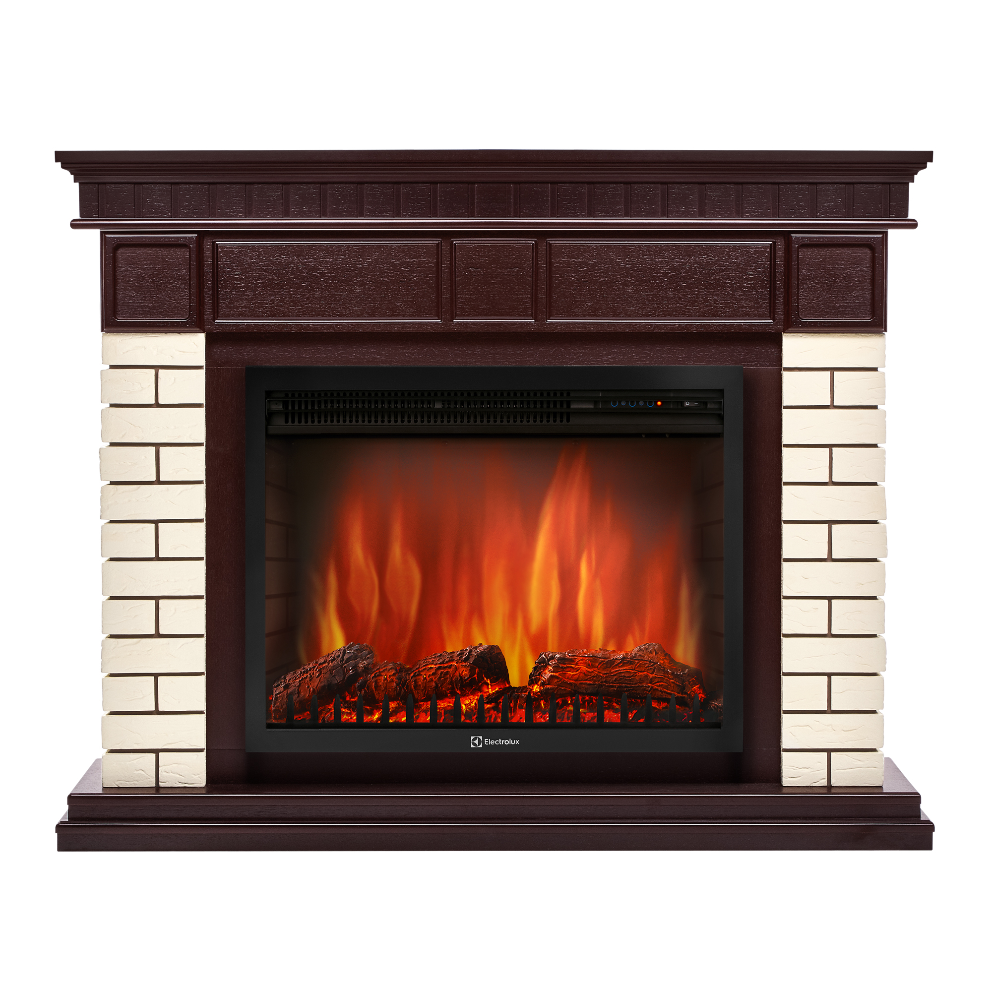 Каминокомплект:Очаг Electrolux EFP/P- 2520LS, портал Bricks 25 камень бежевый, шпон темный дуб 