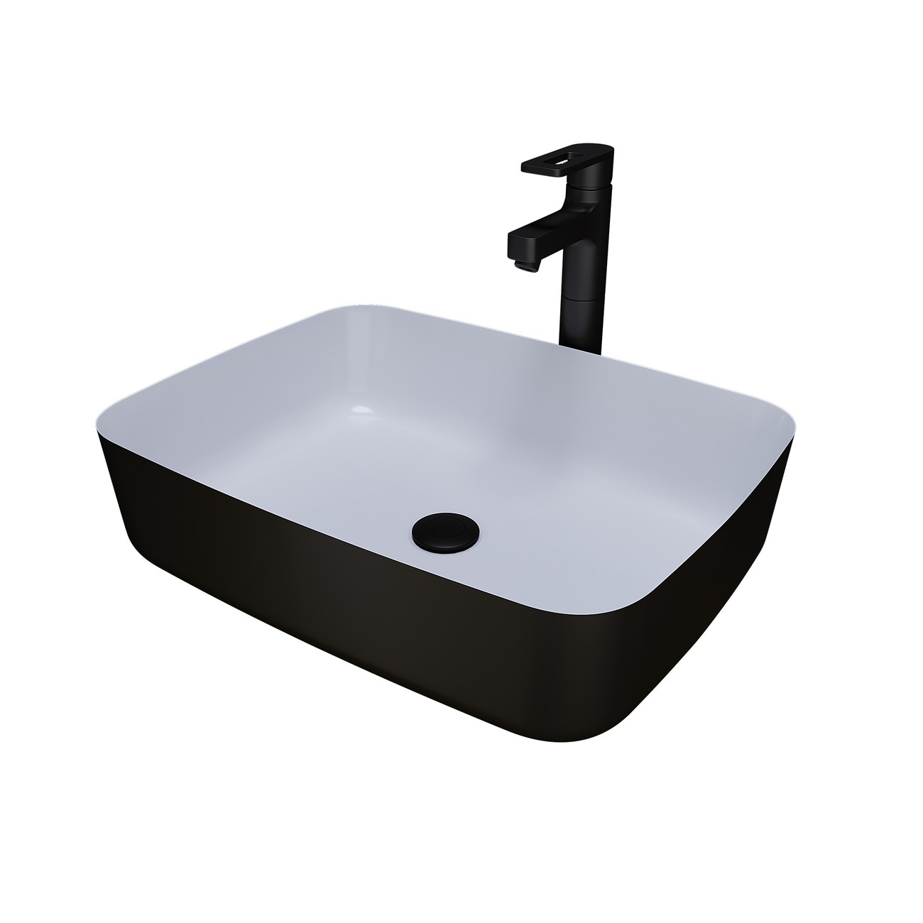 Раковина Grossman GR-4043BW (505х390х140) черная,белая внутри,1 место 