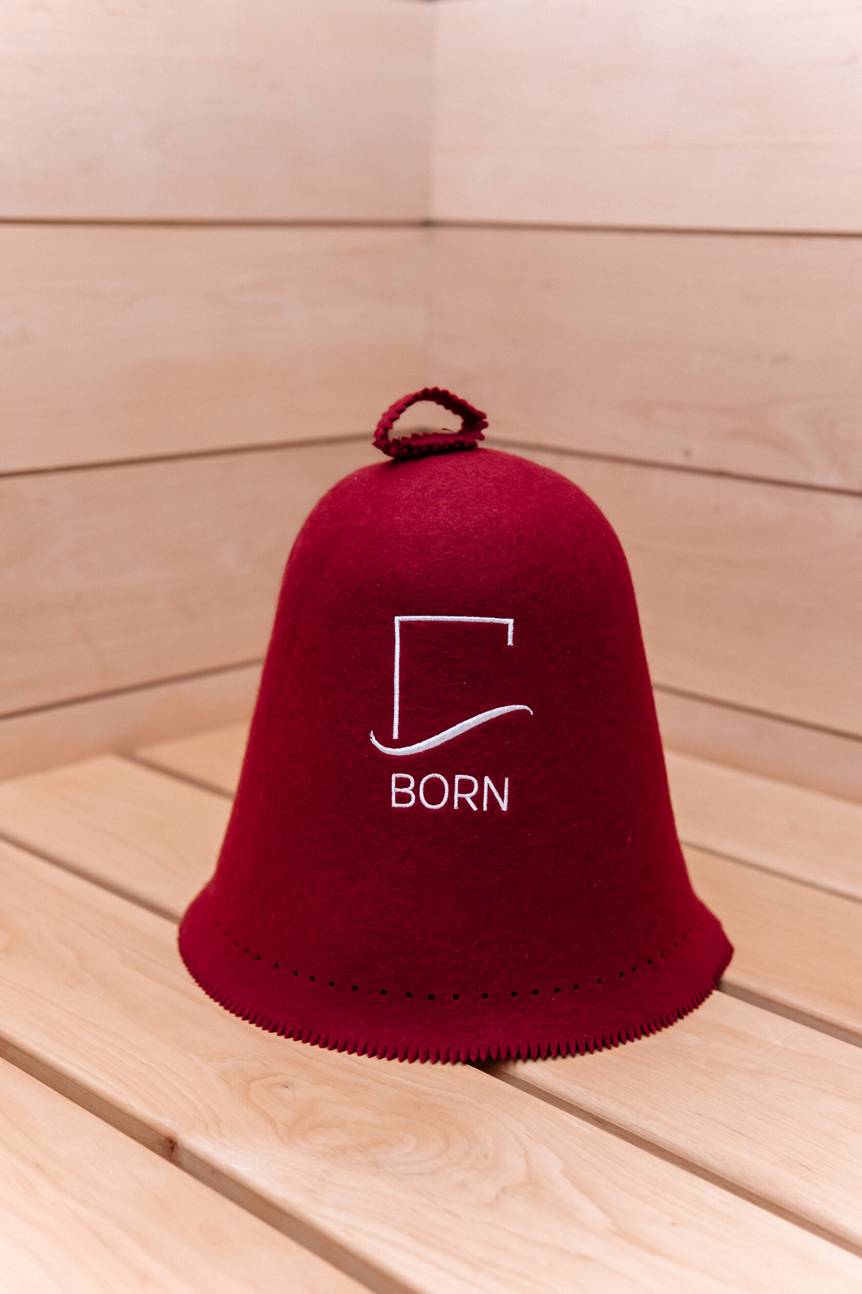 BORN, Шапка банная, колпак для сауны, фетр, бордовый 
