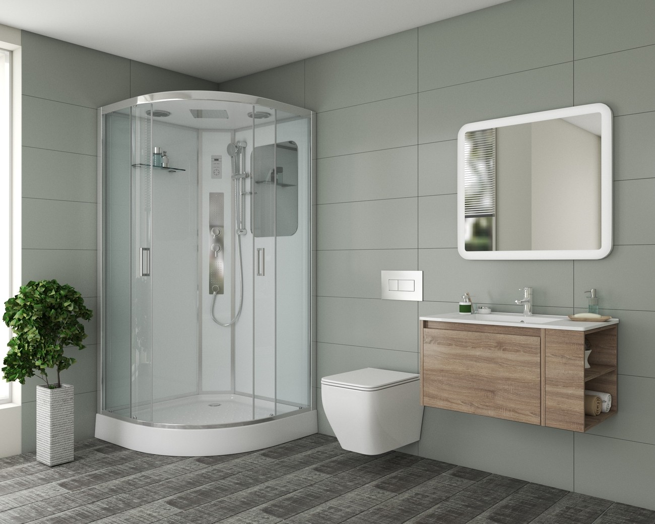 Душевая кабина Niagara Premium NG-6001-01G (90х90х210) низкий поддон(16 см),стекло прозрачное,4 места 