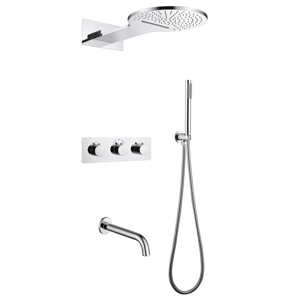 Душевая система Abber Wasser Kreis AF8150, термостатическая, на 3 потребителя, цвет хром 