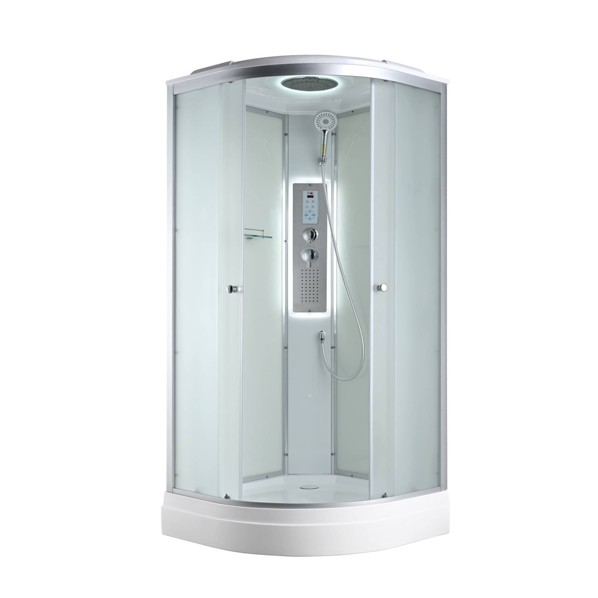 Душевая кабина AvaCan C2090LED 78297, 90 x 90 см, LED подсветка, с крышей, поддон низкий, стекло матовое, профиль хром 