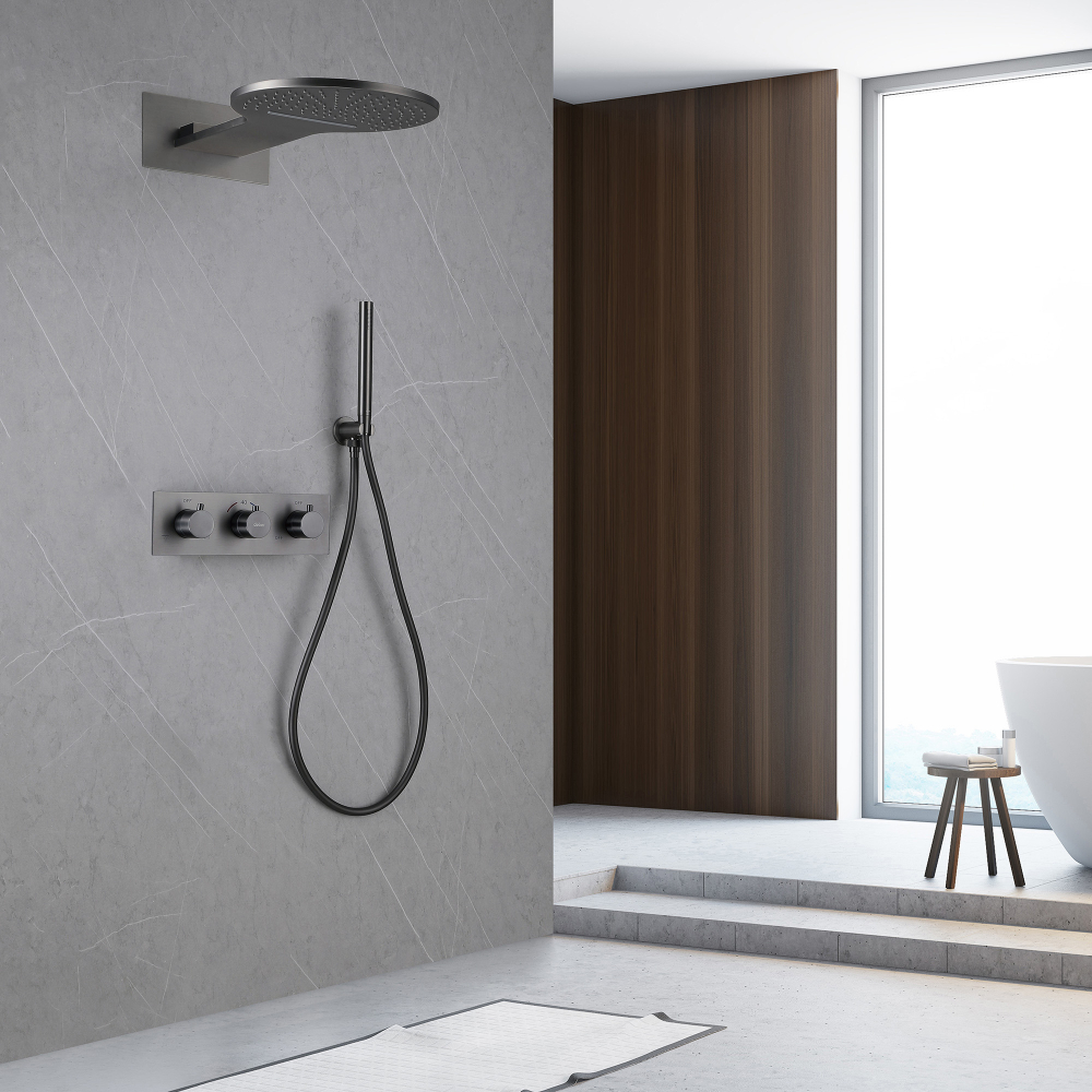Душевая система Abber Wasser Kreis AF8151NG, термостатическая, цвет никель 