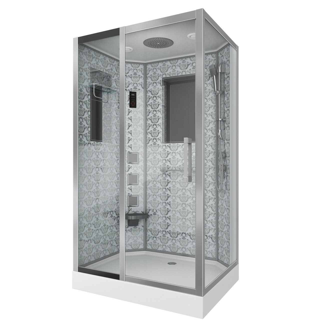 Душевая кабина Niagara 7711WL, 120 x 90 см с гидромассажем, стенки белые, левая 