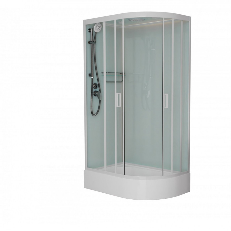 Душевая кабина Frank F412/1L/R М White, 120 x 80 см, средний поддон, стекла матовые, профиль белый, 20028/20030 