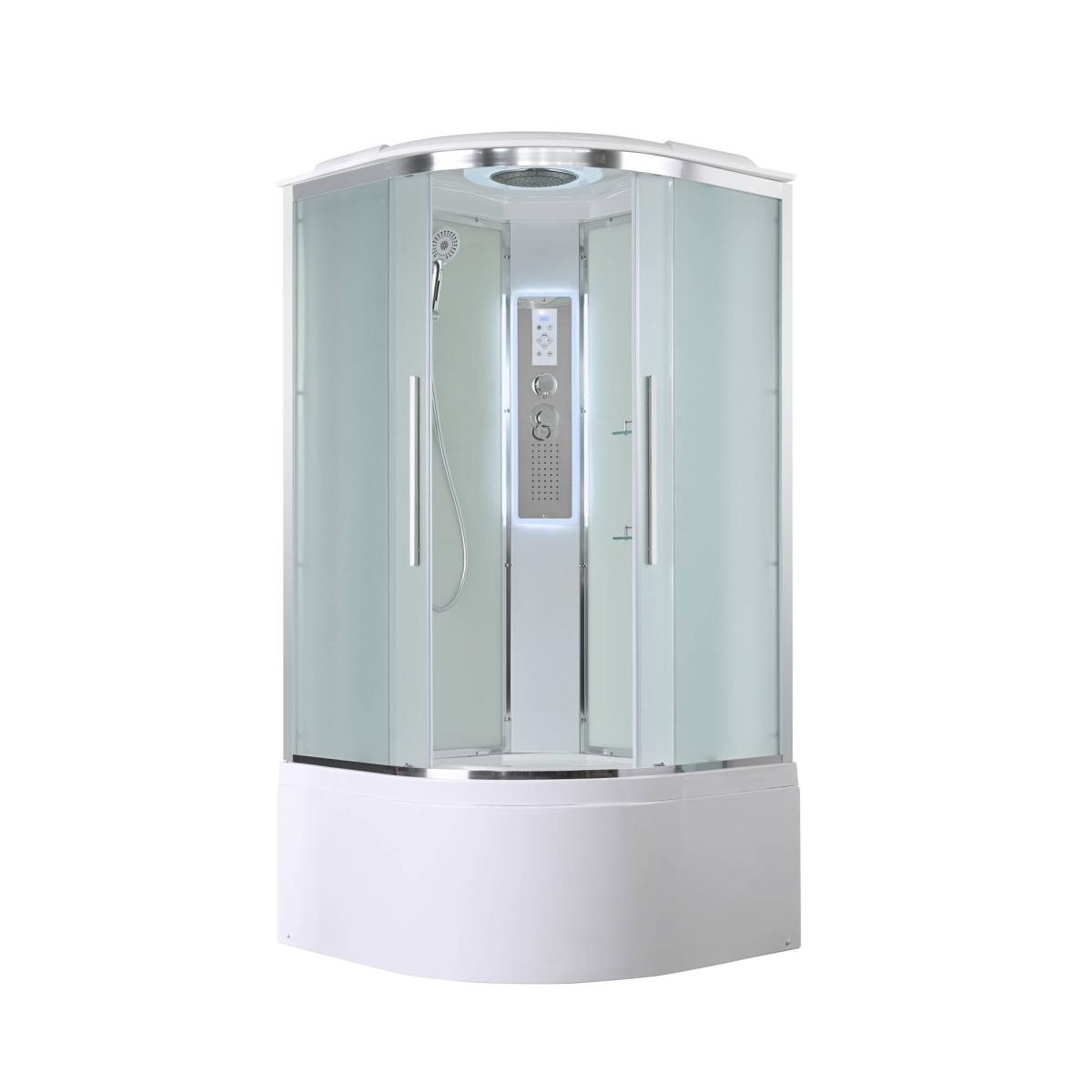 Душевая кабина AvaCan EM5080LED, 78156, 80 x 80 см, с LED подсветкой, с крышей, поддон высокий, стекло матовое, профиль хром 