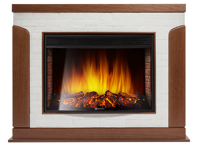 Портал Firelight Prestigio 30 камень белый, шпон дуб 