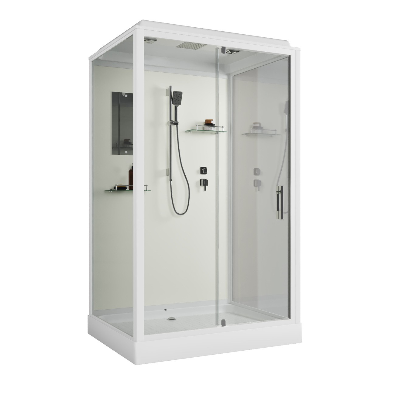 Душевая кабина Niagara Standart ST120/90/15Q (120х90х215) прямоугольник,поддон 15см,распашная,проф.белый,3 места 