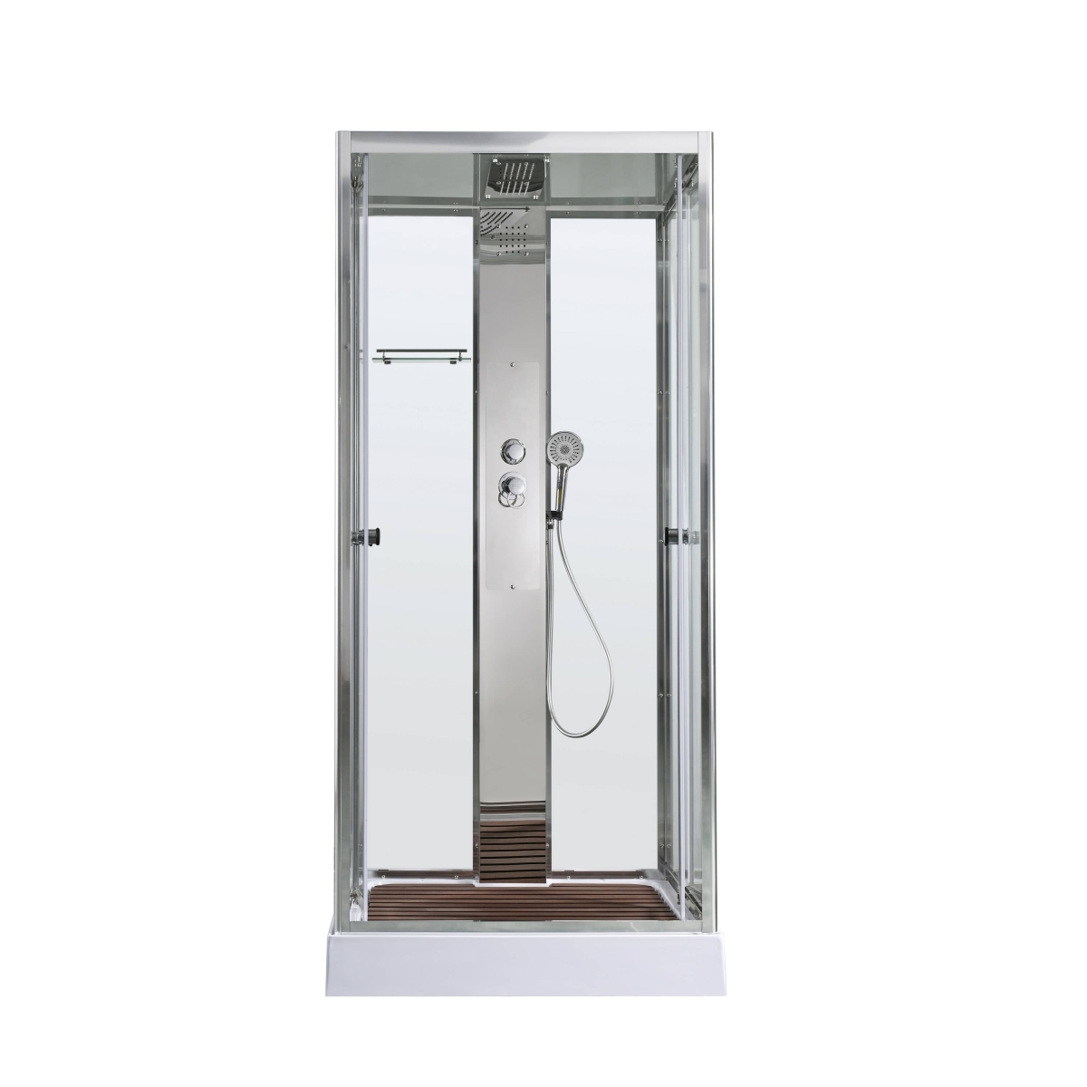 Душевая кабина AvaCan Z1910, 78261, 100 x 100 см, крыша белый матовый, поддон низкий, стекло прозрачное, профиль хром 
