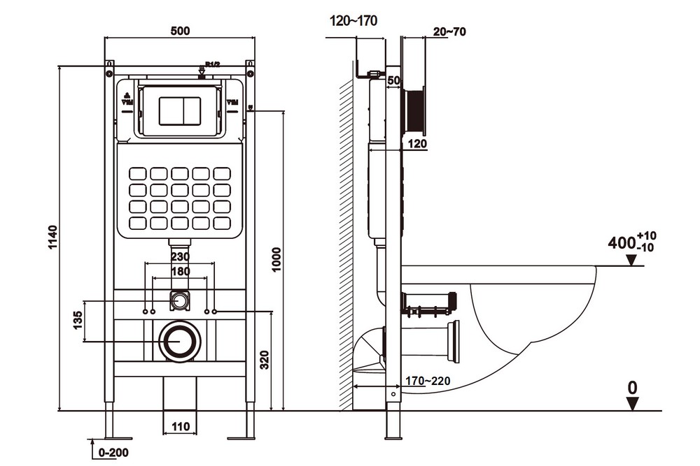 Инсталляция с унитазом Abber Rechteck AC1201MB-AC0105-AC0120MCH, сиденье микролифт, клавиша смыва хром матовый, черный матовый, комплект 
