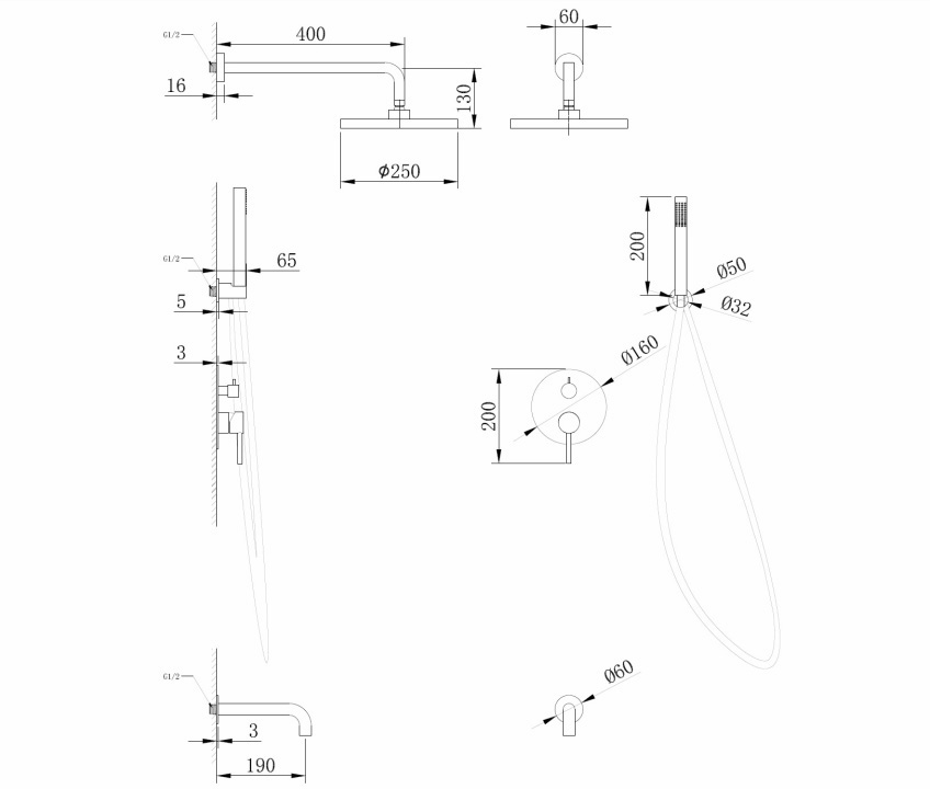 Душевая система Abber Wasser Kreis AF8117NG, цвет никель 