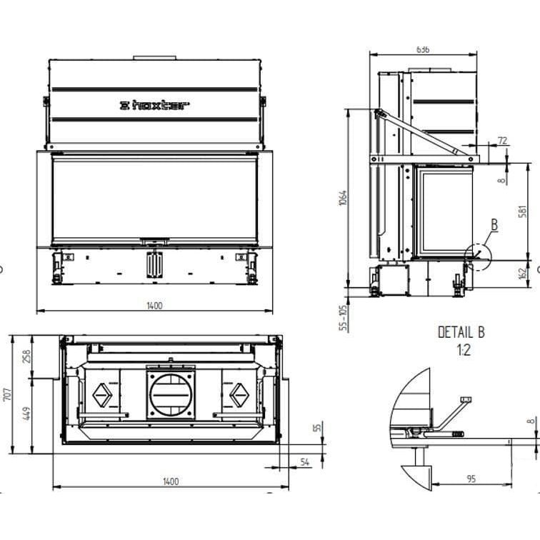 Каминная топка Hoxter UKA 37/125/37/57H 