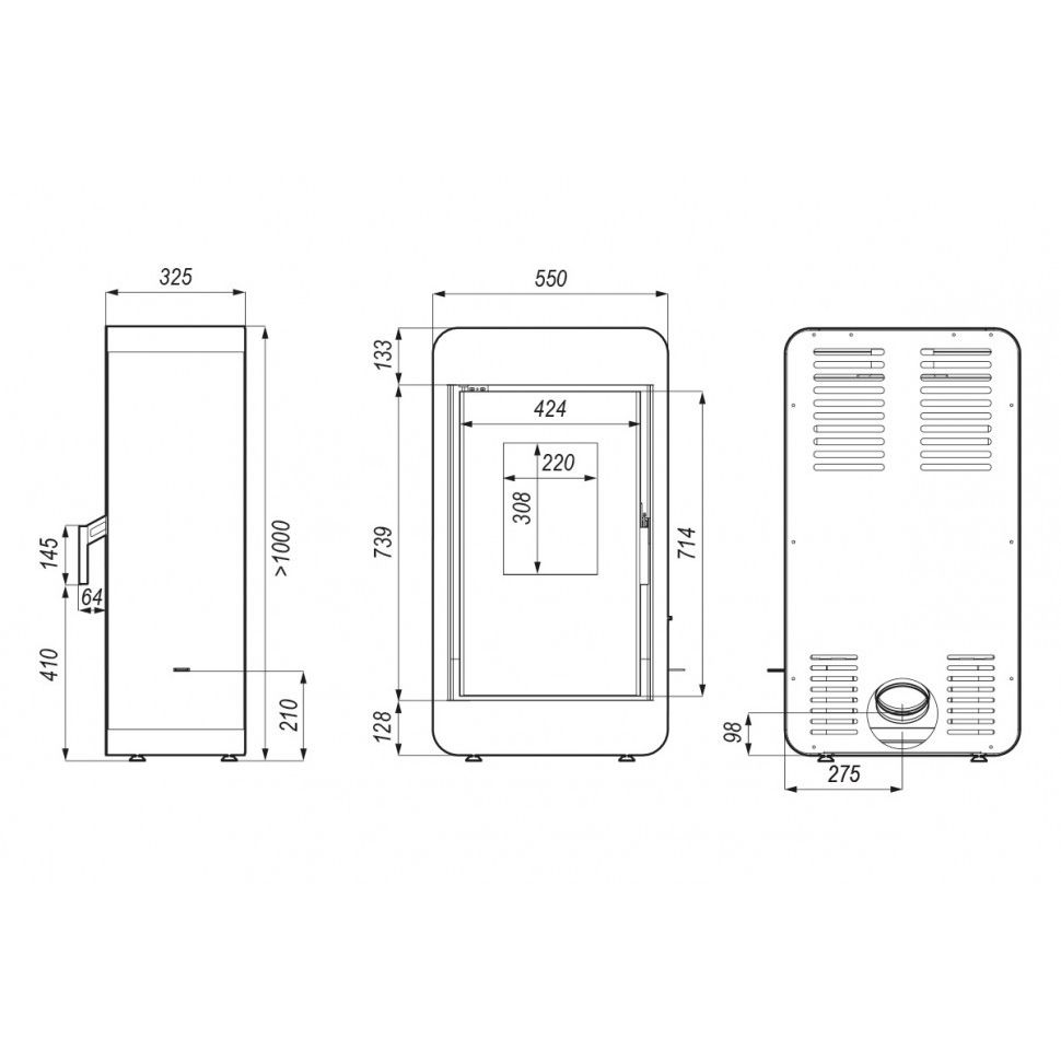 Печь камин DEFRO HOME PICO 6,6 кВт серая сталь 