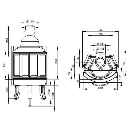 Каминная топка NORDPEIS NI-22 складные дверцы 