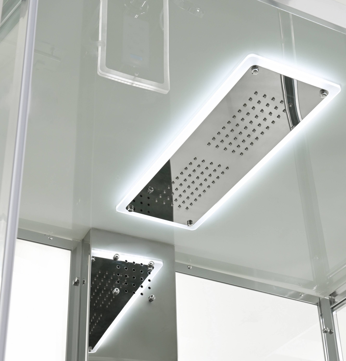 Душевая кабина AvaCan Z1912LED, 78266, 120 x 90 см, крыша белый матовый, с LED подсветкой, с гидромассажем, с электрикой, поддон низкий, стекло прозрачное, профиль хром 