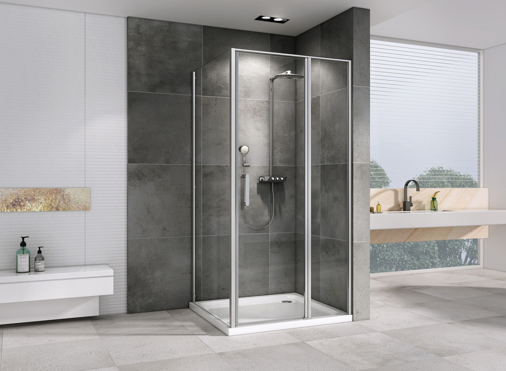 Душевой уголок Abber Sonnenstrand, 100 х 85 см, стекло прозрачное, профиль хром, AG04100S-S85 