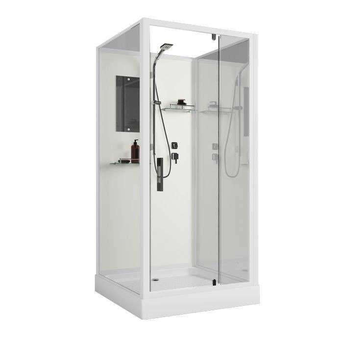 Душевая кабина Niagara Standart ST80/15Q/BK (80х80х200) квадрат,поддон 15см,распашная,проф.белый,без крыши,3 места 