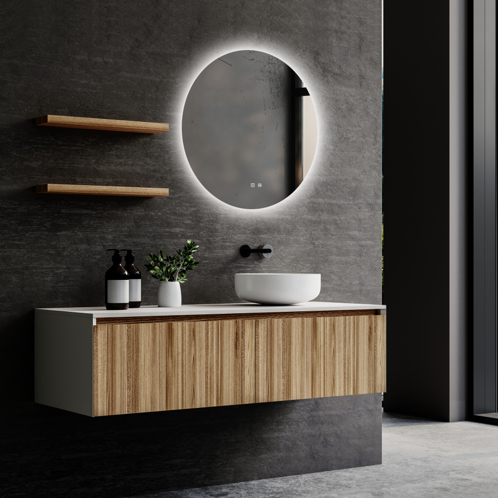 Зеркало Abber Mond AG6203S-0.77, 77 см, с подсветкой, сенсорный выключатель, датчик движения, цвет белый 