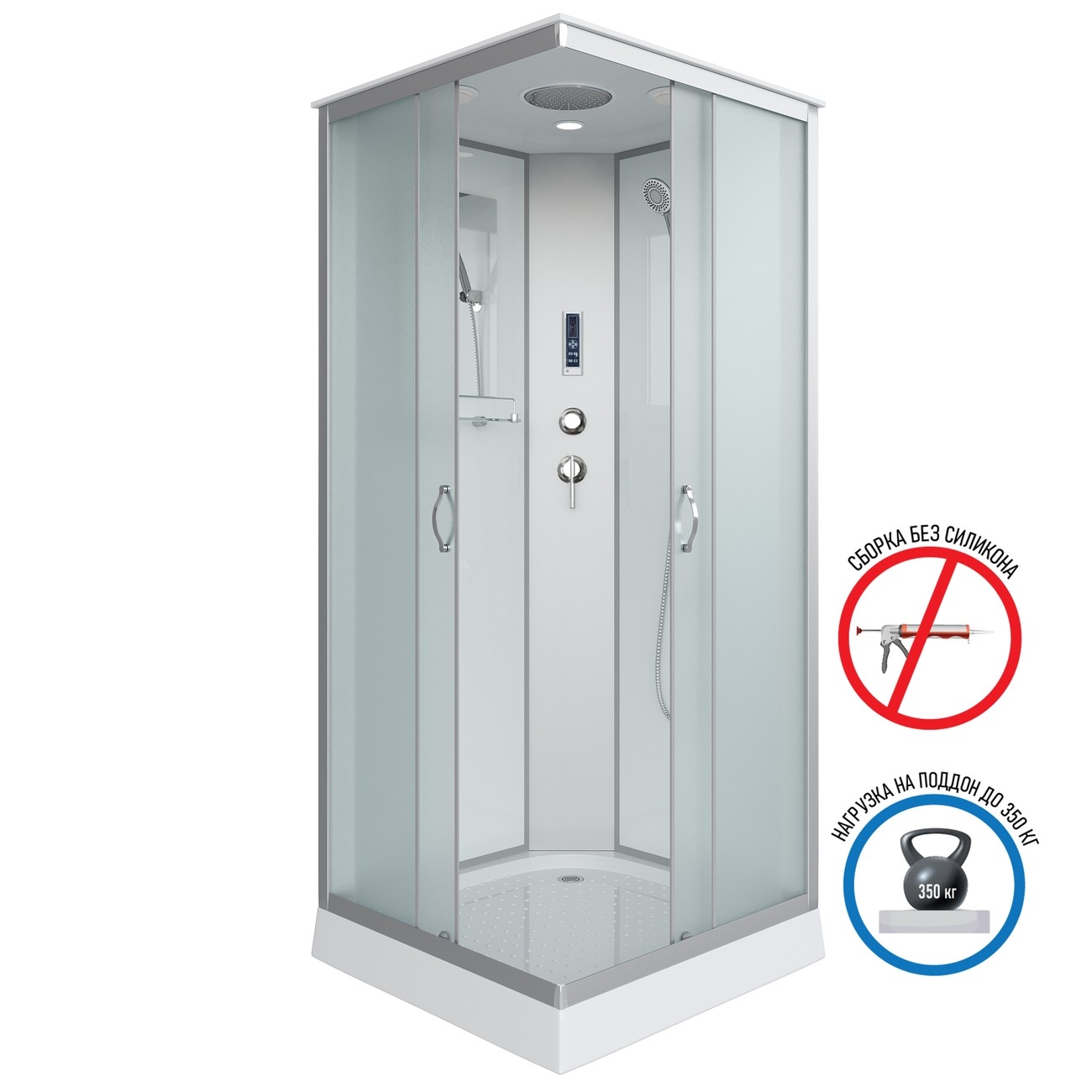 Душевая кабина Niagara Classic NG-1101-14P (90х90х215) низкий поддон(13см),стекло матовое,3 места с полкой 