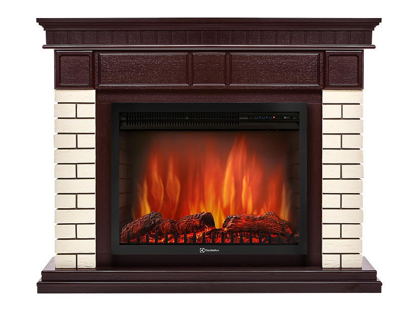 Портал Firelight Bricks 30 камень бежевый, шпон темный дуб 
